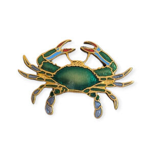 Wm Spear Brooch Pin ~ Iridescent Crab ~ 1986 Signed Gold Tone Enamel 907